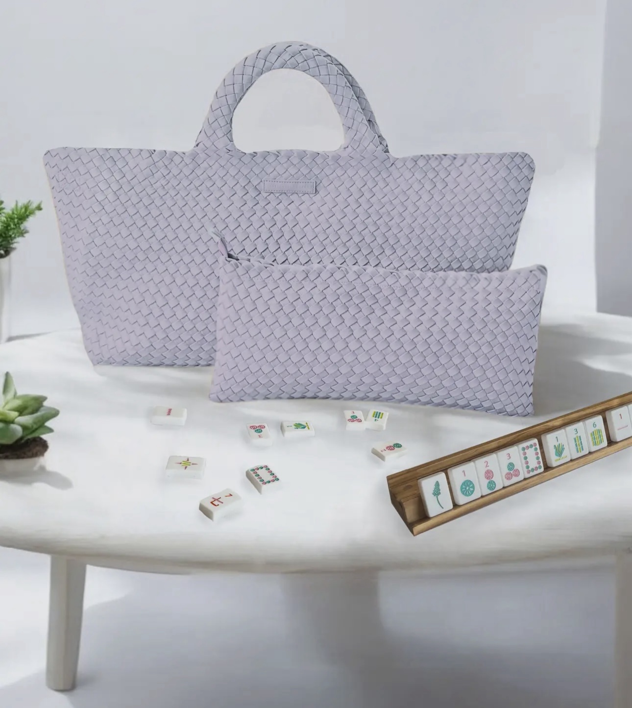 Woven Mahjong Carry All- Lavender