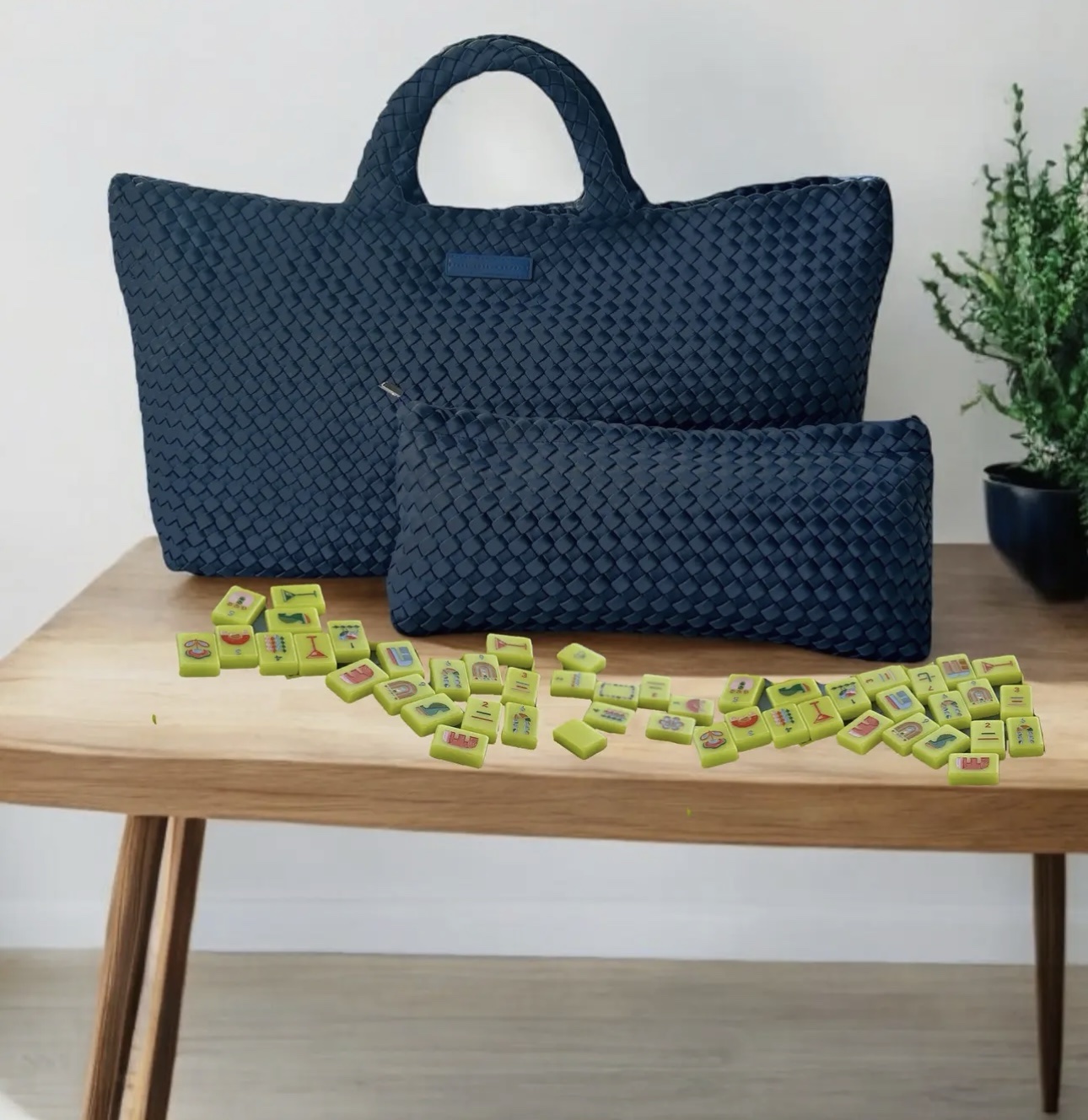 Woven Mahjong Carry All- Navy