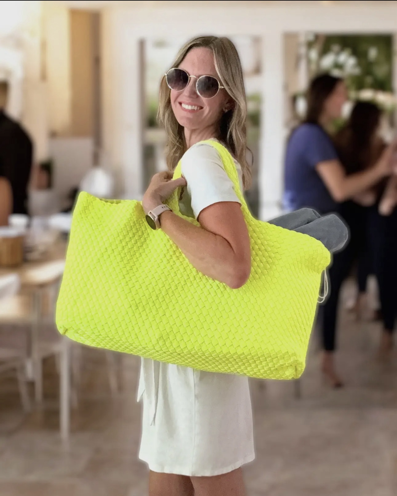 Woven Mahjong Carry All- Chartreuse