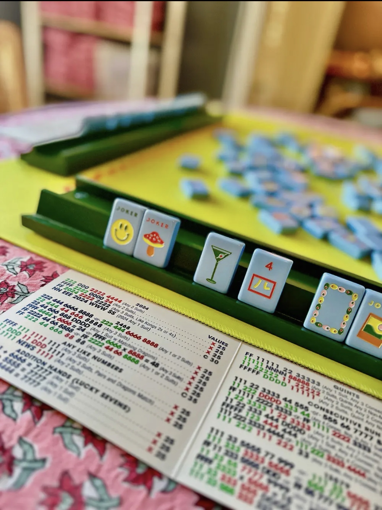 Mahjong Rack and Pusher- Dark Green