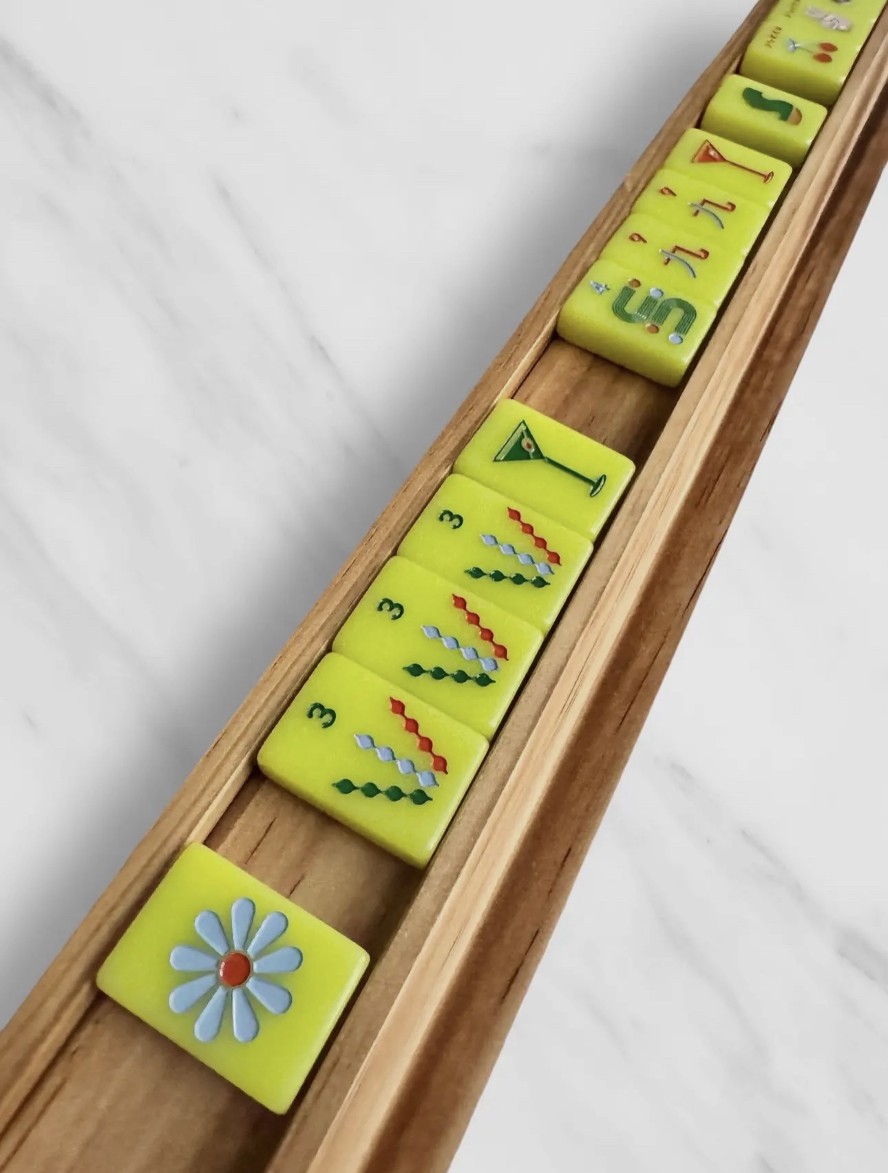 Mahjong Rack & Pushers - Oak